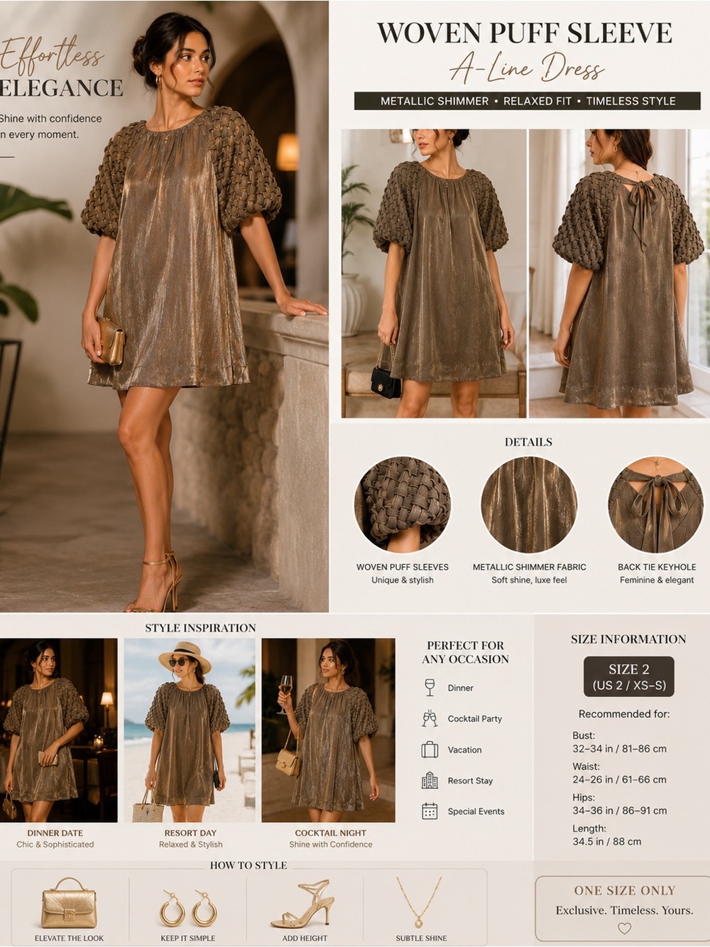 NWT 12TH STREET BY CYNTHIA  VINCENT Pleated Metallic Dress